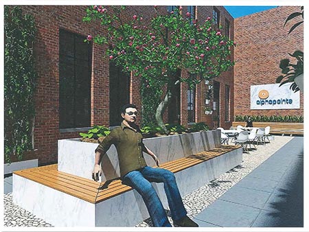 An artist's rendering of the new courtyard at the new Queens building